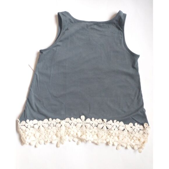 New! GUESS Girls' Floral Crochet Lace-Trim Sleeveless Top Tank Top Size Sm (7/8) - Picture 3 of 4